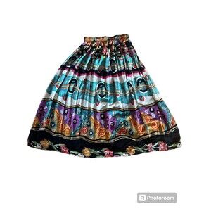 ID # 4 U  AZTEK‎  Boho USA S Multicolor Novelty   southern  Vintage 1980's maxi